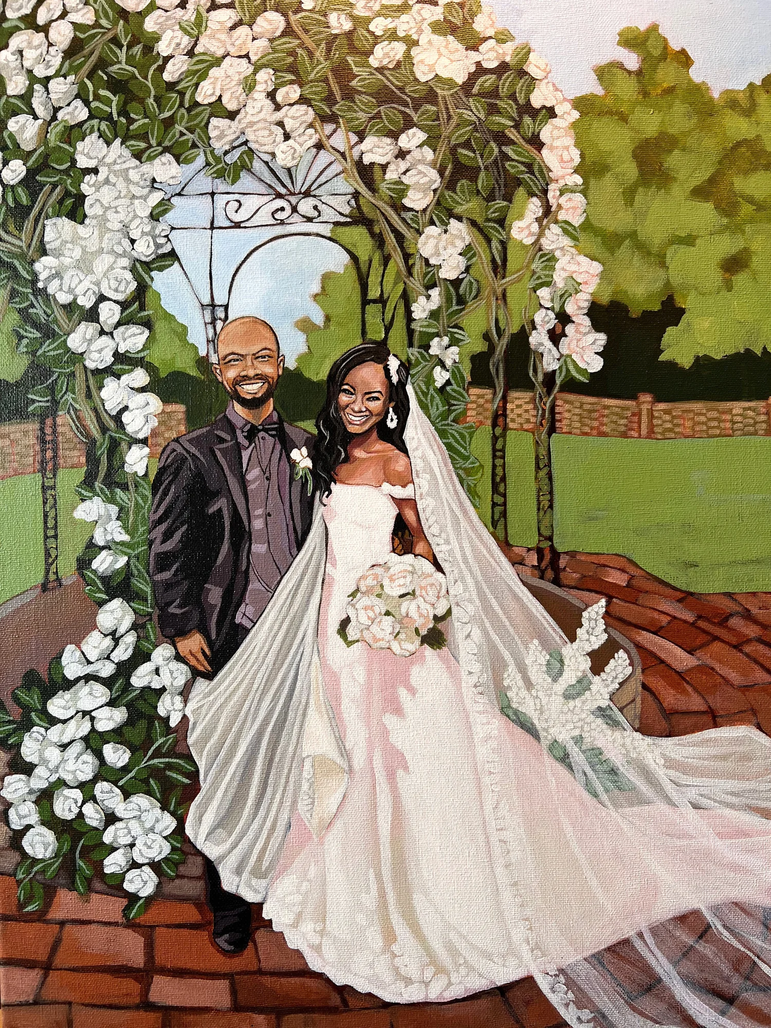 Live wedding painting of Lilian and Michael