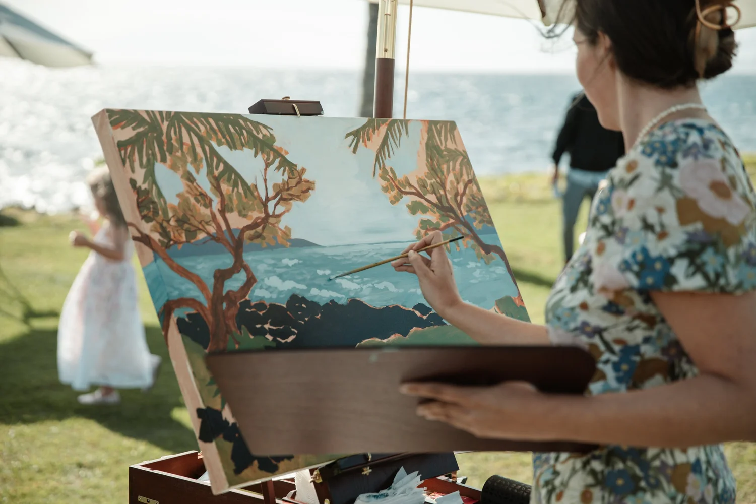 Finished live wedding painting by Aubrey Long