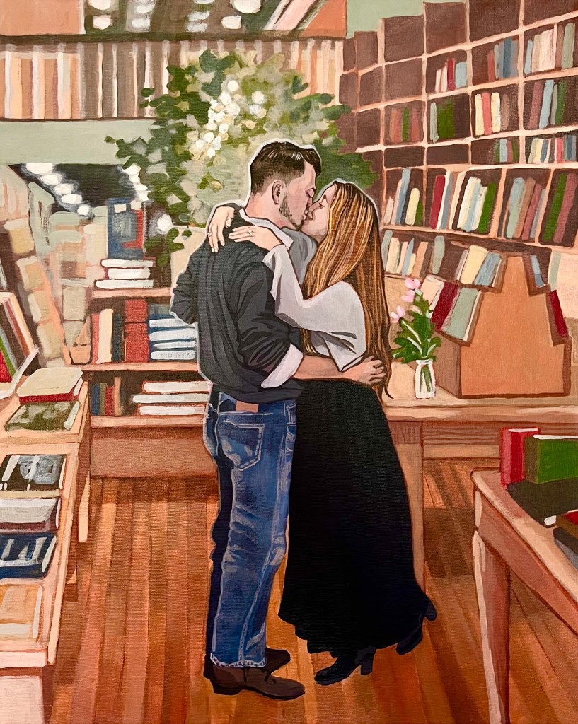 Engagement portrait painting of Ian and Kylie