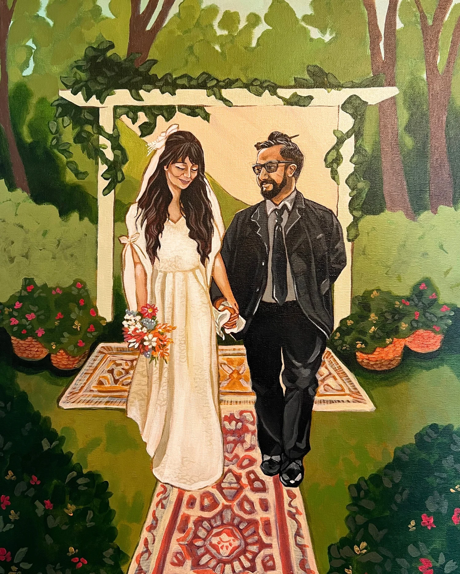 Live wedding painting of Chloe and Jay