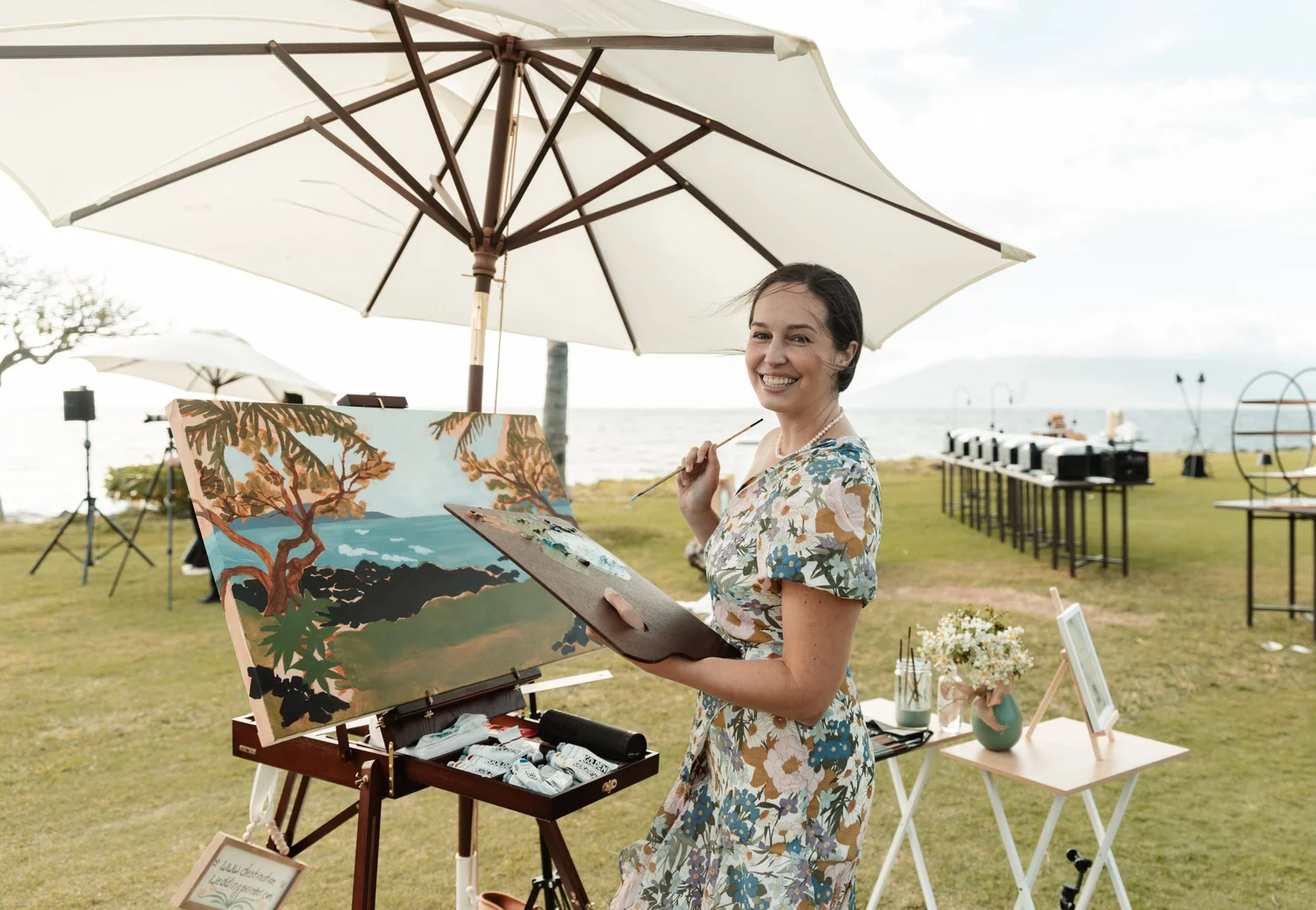 Aubrey painting live at a wedding ceremony